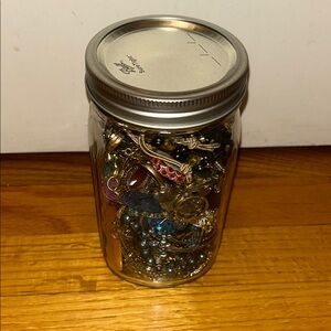 Assorted Jewelry in Mason Jar